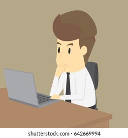 Businessman working on notebook.VECTOR