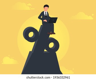 Businessman working on percentage. Concept business marketing 