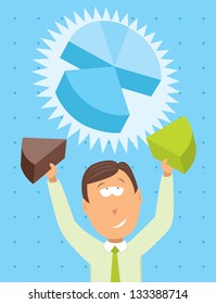 Businessman working on a pie chart