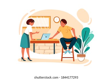 Businessman working on startup plan Vector Illustration concept. Flat illustration isolated on white background.
