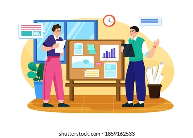 Businessman working on startup plan Vector Illustration concept. Flat illustration isolated on white background.