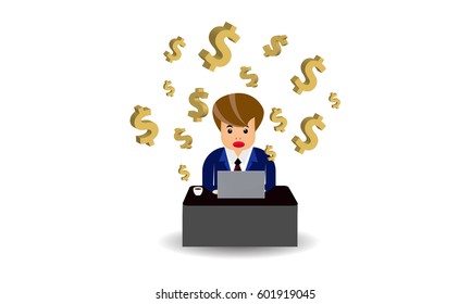 Businessman working on the table with a sip of coffee