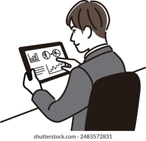 Businessman working on a tablet