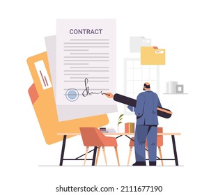 businessman working with paper documents business man sign up contract signature agreement concept