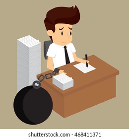 businessman working as a prisoner. vector