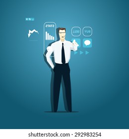 Businessman is working with smart glasses