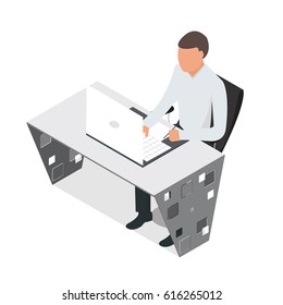 Businessman working. - stock vector