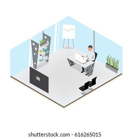 Businessman working. - stock vector