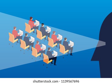 Businessman working under the supervision of the manager