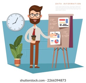 Businessman and working vector concept design