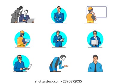  
Conjunto de ilustraciones vectoriales de trabajo de hombre de negocios.