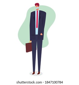 empresario trabajando con máscara ilustraciones vectoriales en estilo plano