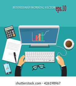 Businessman workings vector concept 