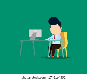 Businessman works in front of his desk