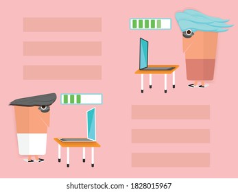 Businessman works hard.Cartoon vector illustration