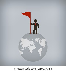 Businessman world control,  Vector illustration for concept, presentation.
