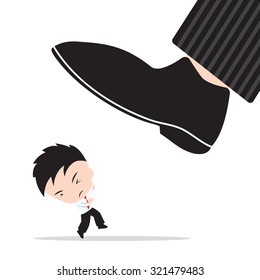 Businessman, Worry And Fear The Shoes Of Boss Stomp, Abstract Of Business Competition Target Concept