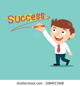 Businessman write success, success concept money
