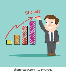 Businessman write success graph, success concept money