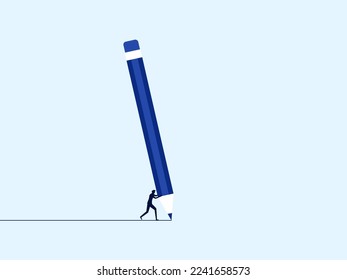 Businessman writes his own path. life development concept