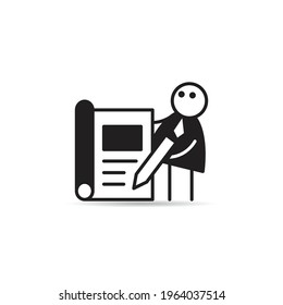 businessman writing book icon vector