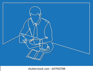 businessman writing a note - single line drawing