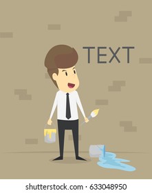 A businessman writing on the wall. vector