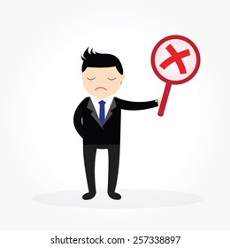 Businessman with wrong symbols.