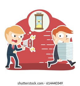 businessman yelling deadline to his employee