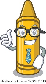 Businessman yellow crayon in the cartoon shape
