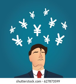 Businessman with Yen icon vector illustration