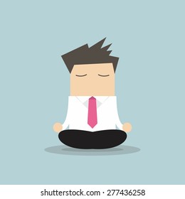 Businessman yoga relaxing during hard workday