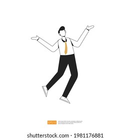 businessman or young man worker character pose with hand gesture in flat style isolated vector illustration
