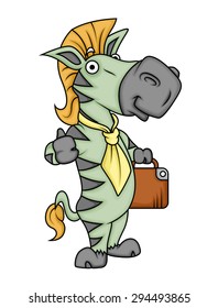 Businessman Zebra Showing Thumbs Up - Motivation Concept