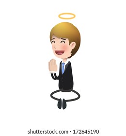 businessman zen over isolated background. Vector design 