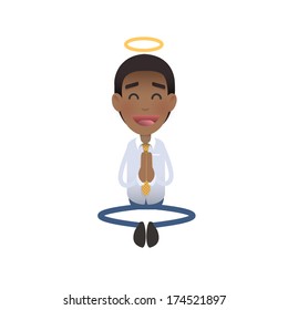 businessman zen over isolated background. Vector design 