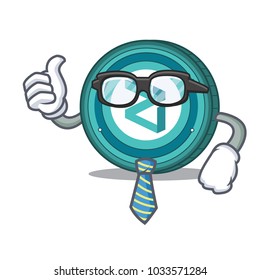 Businessman Zilliqa coin character cartoon