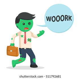 businessman zombie with work callout