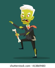 Businessman zombies. Vector flat cartoon illustration