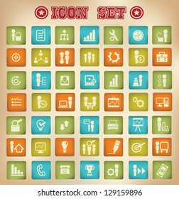 Business,management ,human Resource And Multimedia Icons,vintage Style,vector