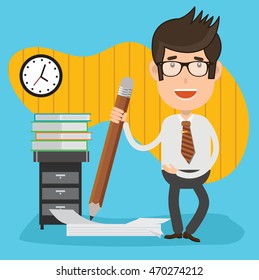 Businessman,employee concept design on clean background,vector