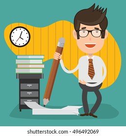 Businessman,employee concept design on clean background,vector