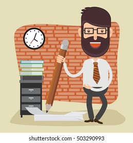 Businessman,employee concept design on clean background,vector
