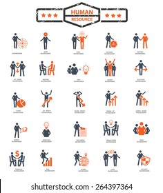 Businessman,Human resource icon set,orange version,clean vector