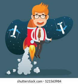 
Businessman,rocket concept design on clean background,vector