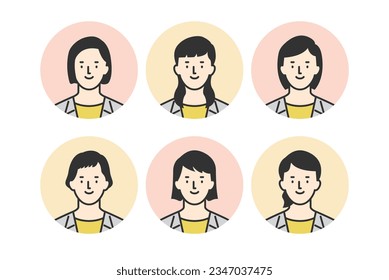 Businessman's face female business person avatar icon illustration set