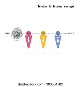 Businessmans with group problem solving and teamwork idea concept.Solution and teamwork idea.Capability and partnership concept.Business and education idea.Vector illustration