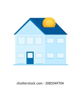 Businessmans Hand Holding A House. Home Rental, Property, Real Estate Concept. Vector Illustration. Technology Concept