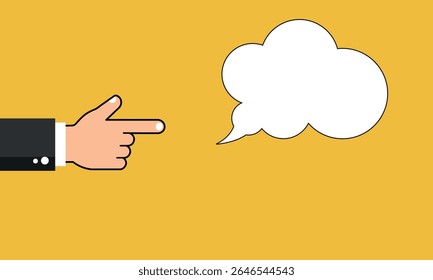 A businessman's hand pointing to an idea