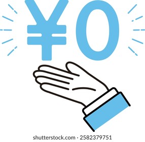 Businessman's hand presenting word zero yen